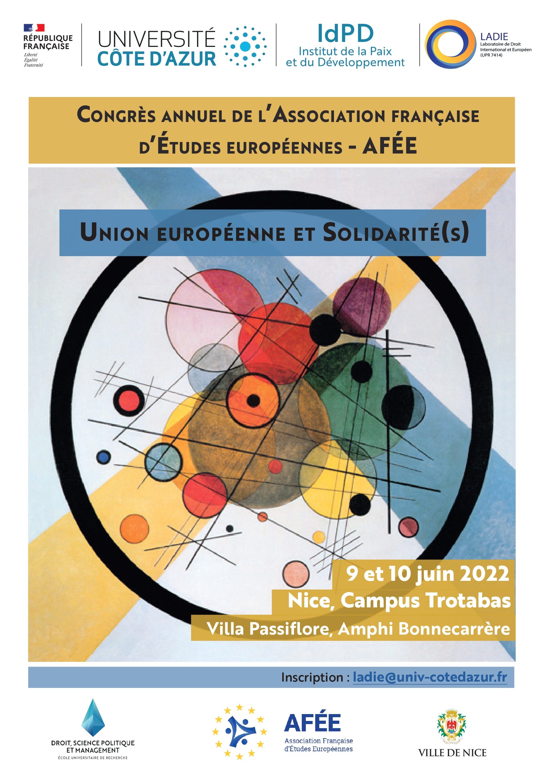 Congrès AFEE 2022 à Nice les 09 et 10 juin 2022 : Union européenne et solidarité(s)
